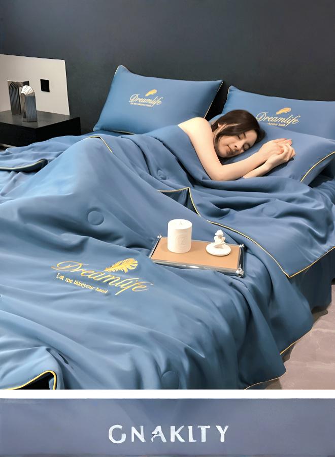 Luxurious 4-Piece Washable Summer Comfort Set with Elegant Trim for Temperature Control - Image 4