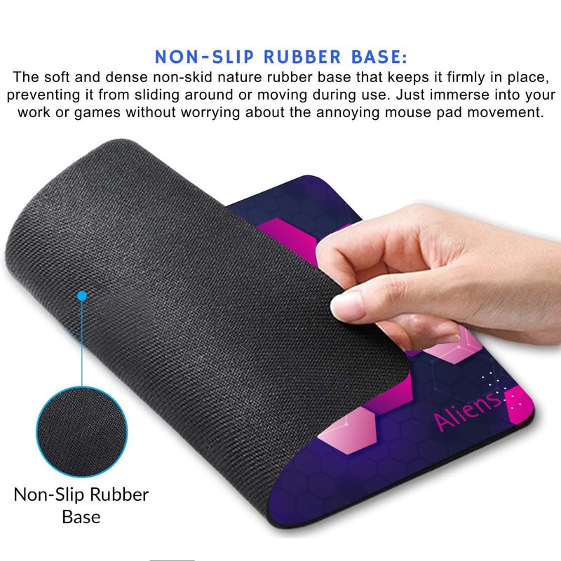 Aliens Mouse Pad for Computer, Laptop, Smooth Premium Cloth Surface, Non-Slip Rubber Base, Speed and Precision Operation Compatible with Laser and Optical Mouse, Gaming, Office, Home 230x190mm (3D-02) - Image 2