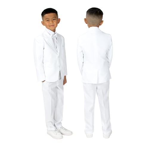 Spring Notion Boys' Classic Fit Tuxedo Set, No Tail 6 White - Image 2