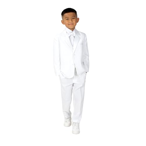 Spring Notion Boys' Classic Fit Tuxedo Set, No Tail 6 White - Image 1