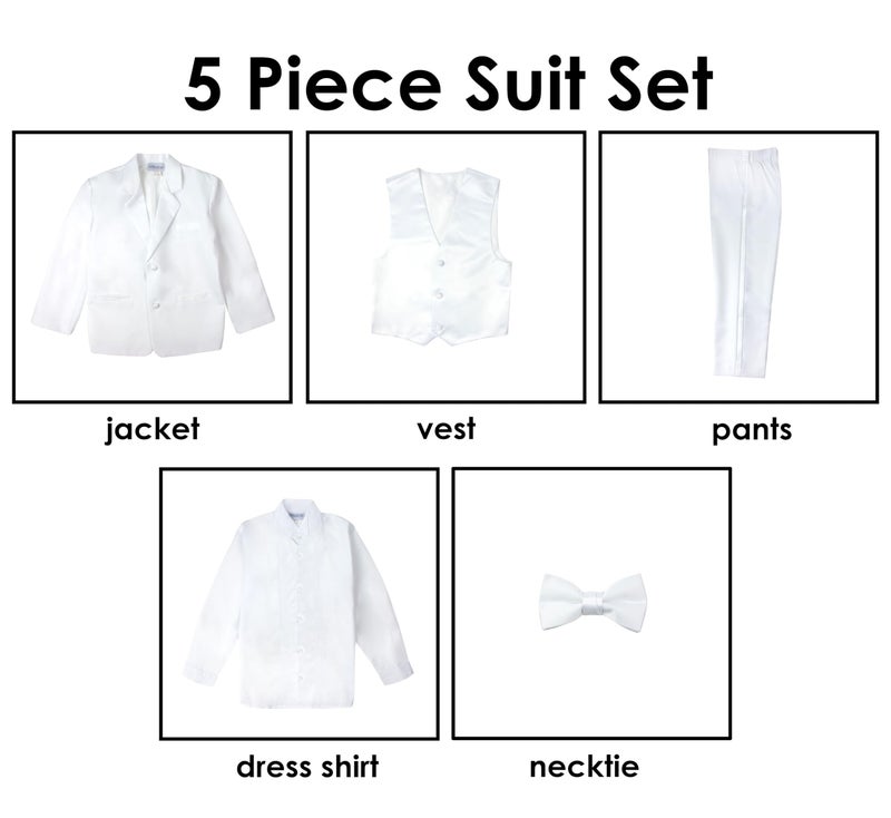 Spring Notion Boys' Classic Fit Tuxedo Set, No Tail 6 White - Image 4