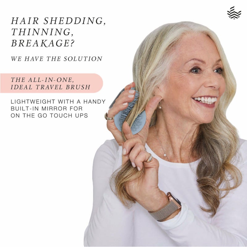 مانتا فرشاة شعر صحية مرآة أزرق / أبيض ذهبي - Image 3