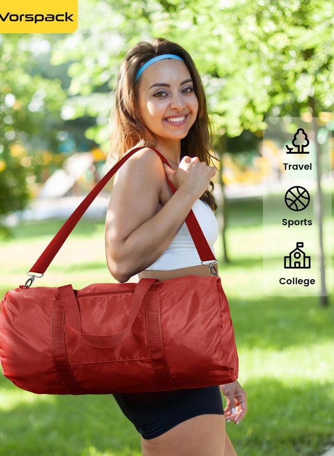 Vorspack Small Duffel Bag 20 Inches Foldable Gym Bag for Men Women Duffle Bag Lightweight with Inner Pocket for Travel Sports - Red - Image 5