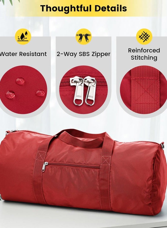 Vorspack Small Duffel Bag 20 Inches Foldable Gym Bag for Men Women Duffle Bag Lightweight with Inner Pocket for Travel Sports - Red - Image 4