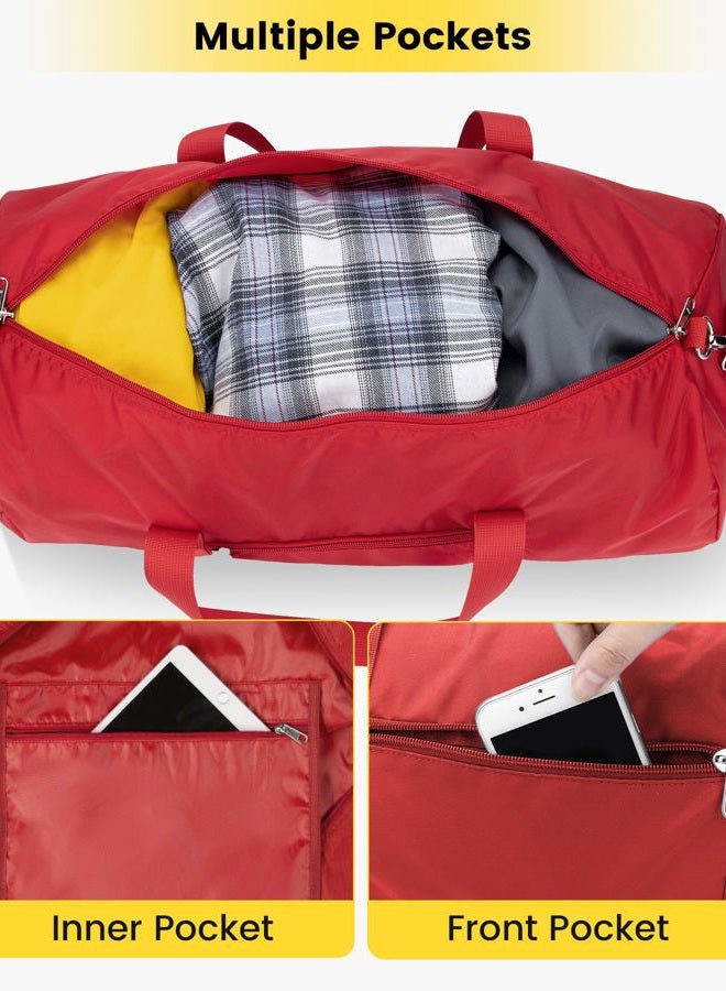 Vorspack Small Duffel Bag 20 Inches Foldable Gym Bag for Men Women Duffle Bag Lightweight with Inner Pocket for Travel Sports - Red - Image 3