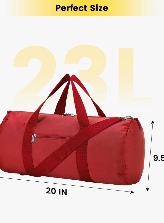 Vorspack Small Duffel Bag 20 Inches Foldable Gym Bag for Men Women Duffle Bag Lightweight with Inner Pocket for Travel Sports - Red - Image 2