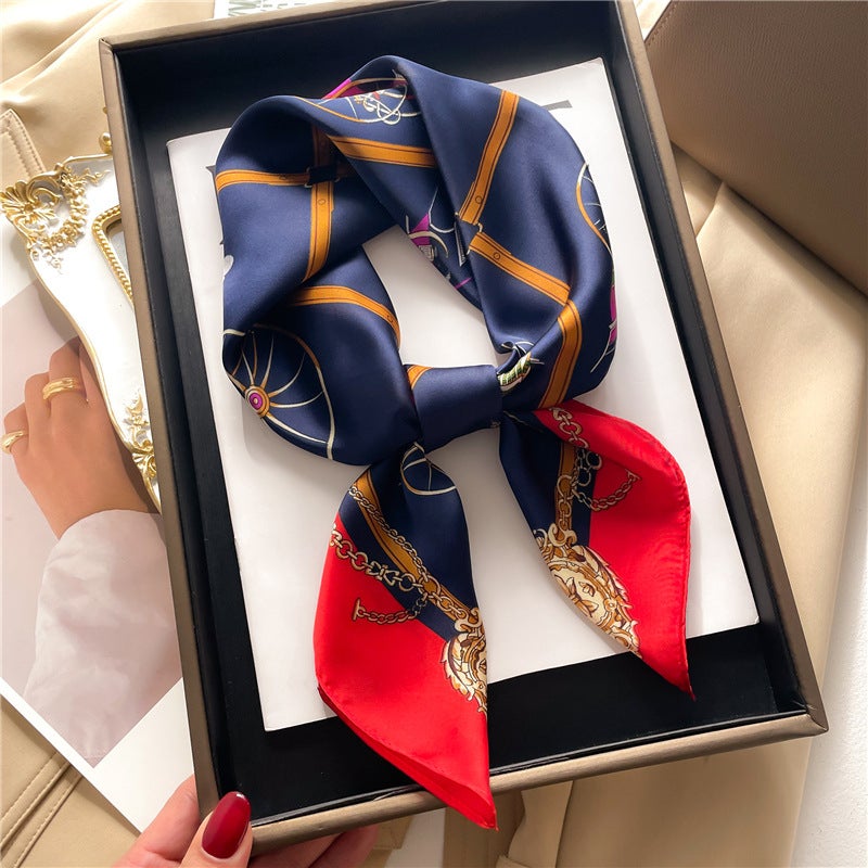 Factory wholesale scarves ladies scarf shawls 70cm Korean small square silk satin printed spring and summer sunscreen scarf  - Image 2