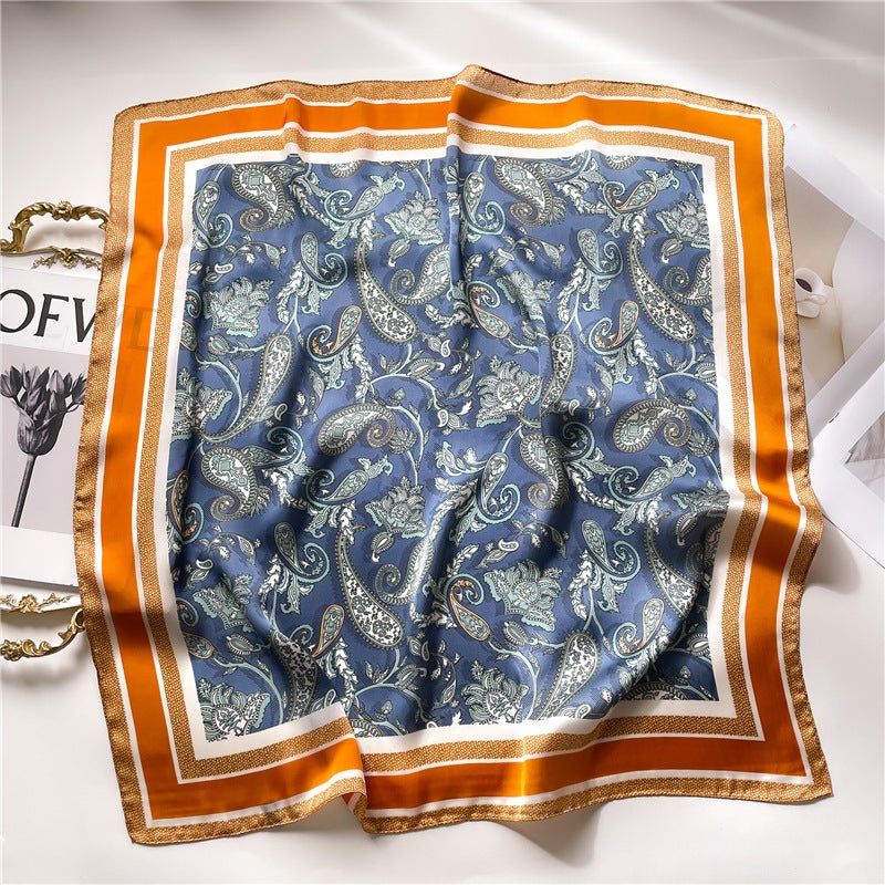 Factory wholesale scarves ladies scarf shawls 70cm Korean small square silk satin printed spring and summer sunscreen scarf  - Image 3