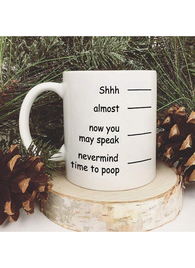 Spoil Your Wall - The Smurfs Funny Coffee Mug Shh Almost Now You May Speak Nevermind | Novelty Gift For Men Dad Father | 11oz White By Spoil Your Wall - Image 1