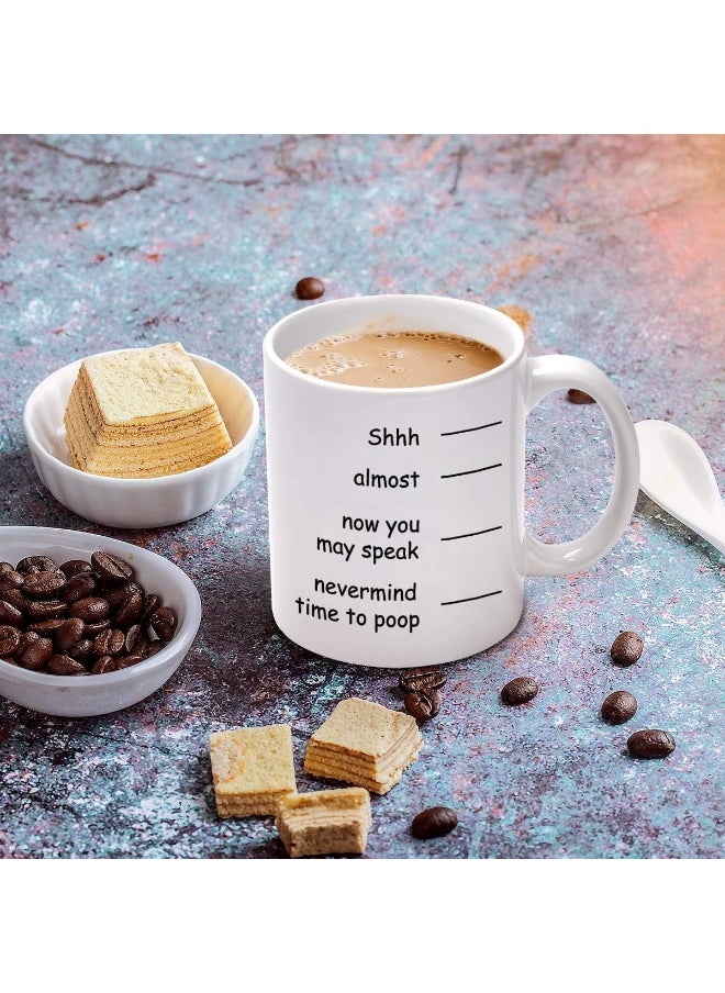 Spoil Your Wall - The Smurfs Funny Coffee Mug Shh Almost Now You May Speak Nevermind | Novelty Gift For Men Dad Father | 11oz White By Spoil Your Wall - Image 1