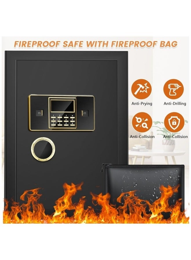 جيجيرو صندوق أمان، صندوق أمان فولاذي وصندوق قفل مع لوحة مفاتيح إلكترونية آمنة، صناديق أمان شديدة التحمل مقاومة للحريق للاستخدام المنزلي، خزانة داخلية قابلة للإزالة ورف، صندوق أمان رقمي مضاد للسرقة - Image 3