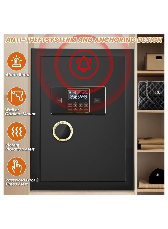 جيجيرو صندوق أمان، صندوق أمان فولاذي وصندوق قفل مع لوحة مفاتيح إلكترونية آمنة، صناديق أمان شديدة التحمل مقاومة للحريق للاستخدام المنزلي، خزانة داخلية قابلة للإزالة ورف، صندوق أمان رقمي مضاد للسرقة - Image 5