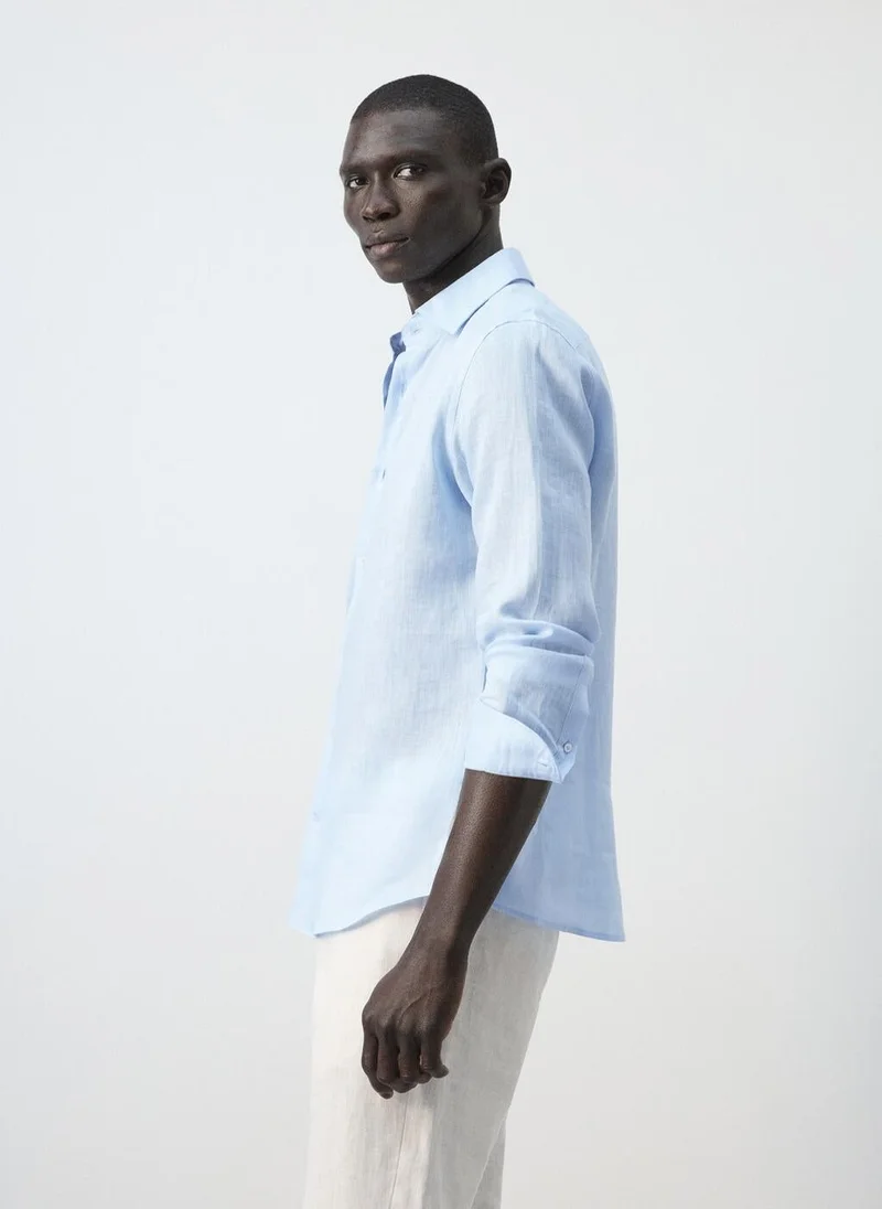 Mango Man  100% linen slim-fit shirt for Men | Best Price UAE