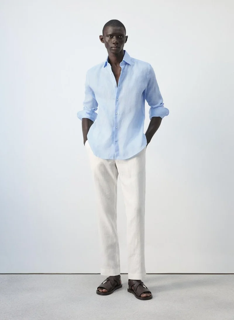 Mango Man  100% linen slim-fit shirt for Men | Best Price UAE