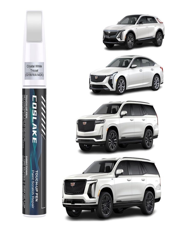 COSLAKE Car Touch Up Paint(Crystal White Tricoat(G1W/WA140X)) for Cadillac, Car Paint Scratch Repair Kit, Quick & Easy Solution to Repair, 2 in 1 Scratch Remover Pen with 2PCS Disposable Micro - Image 1