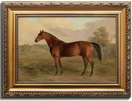 uniro Vintage Gold Framed Horse Wall Art Farmhouse Decor Horse Canvas Art Prints Painting Rustic horse Picture Western Wall Decor Antique Country Wall Decor for Living Room Bedroom Bathroom Office Farmhouse Western Home Decor 12x16Inch - Image 1