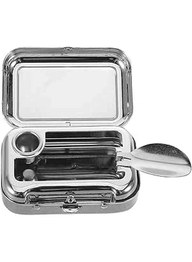 صينية سجائر صغيرة من الفولاذ المقاوم للصدأ مع غطاء محمولة لجيب السيارة للسفر والهواء الطلق - Image 1