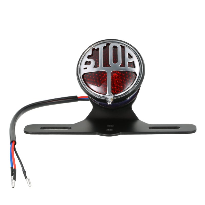 LED License Plate Lamp: 12V Retro Round Metal Housing - High Visibility Safety All-in-one Integrated Taillight for Vehicle Rear Exteriors - Image 1