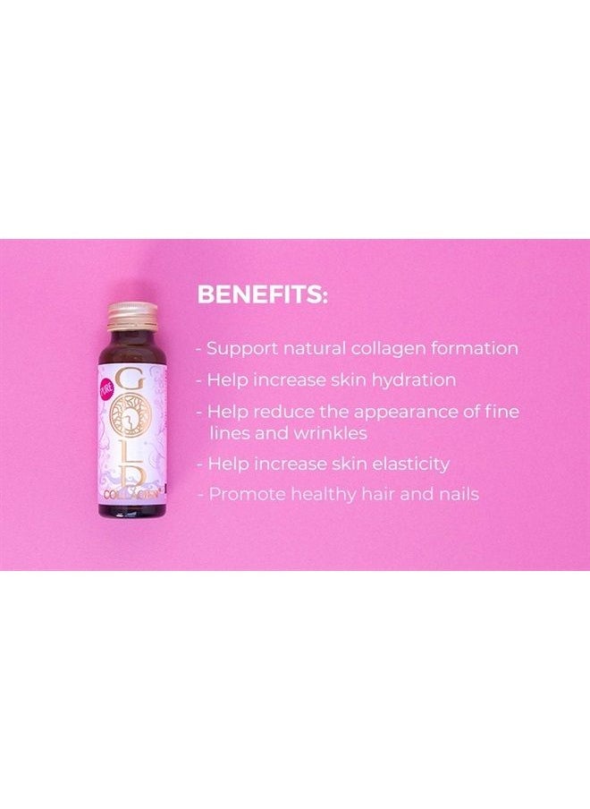 Gold Collagen - Pure | The Original #1 Liquid Collagen Anti Aging Supplement | Hydrolyzed Marine Collagen Drink with Hyaluronic Acid, Borage Oil, Vitamins & Minerals for Hair Skin and Nails | 30 Day - Image 1