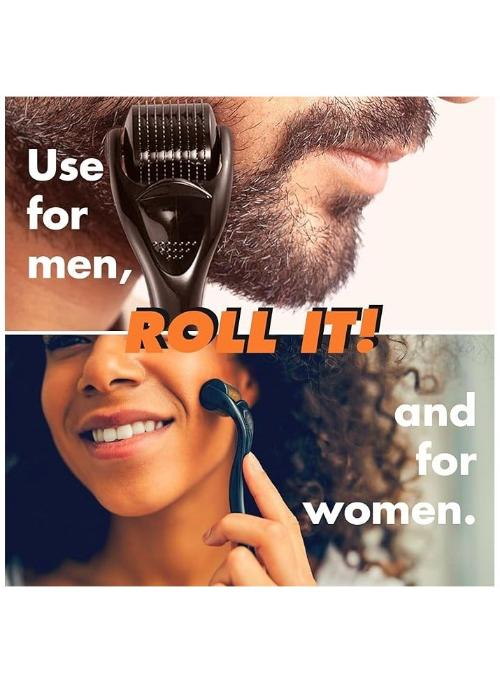 Rubab Men 1.5mm Derma Roller with Travel Case| 540 Titanium Alloy Needles Rejuvenates Skin Tone & Activates Hair Follicles for Faster, Thicker Hair & Patchy Beard Growth| Safe & Easy to Use - Image 3