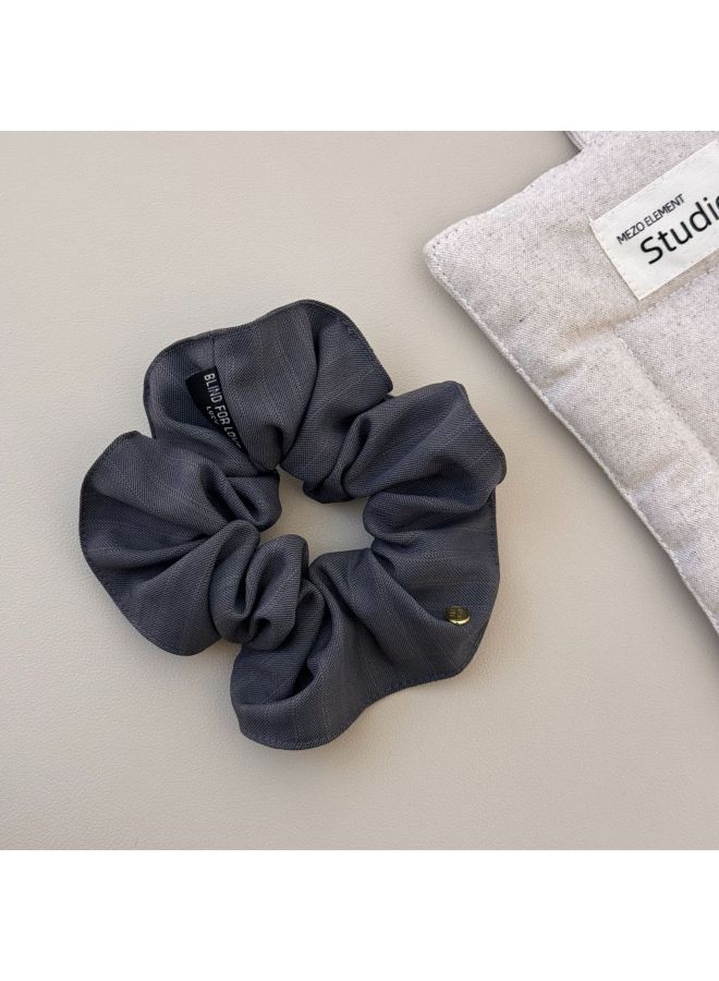 Light Stripesd Fabric Oval Gold Label Large Intestine Ring Elegant Hair Tie Hair Tie Elegant Elegant Low Ponytail Hair Rope Hair Accessories - Image 1