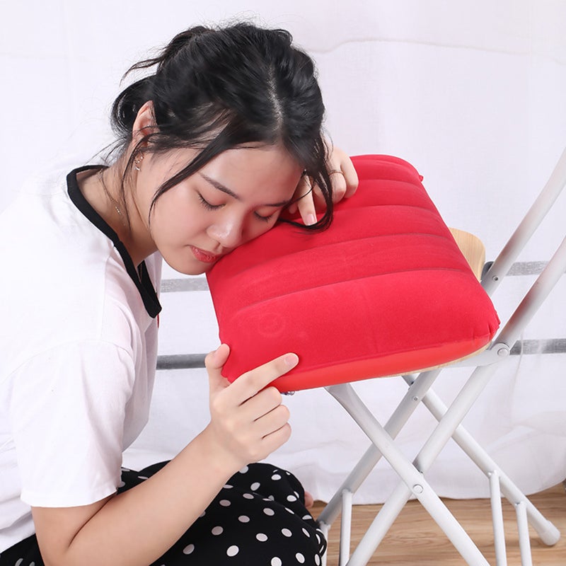 4 Pcs 47x30cm PVC Flocking Inflatable Pillow Multifunctional Nap Pillow Waist Cushion for Outdoor Travel Camping - Image 4