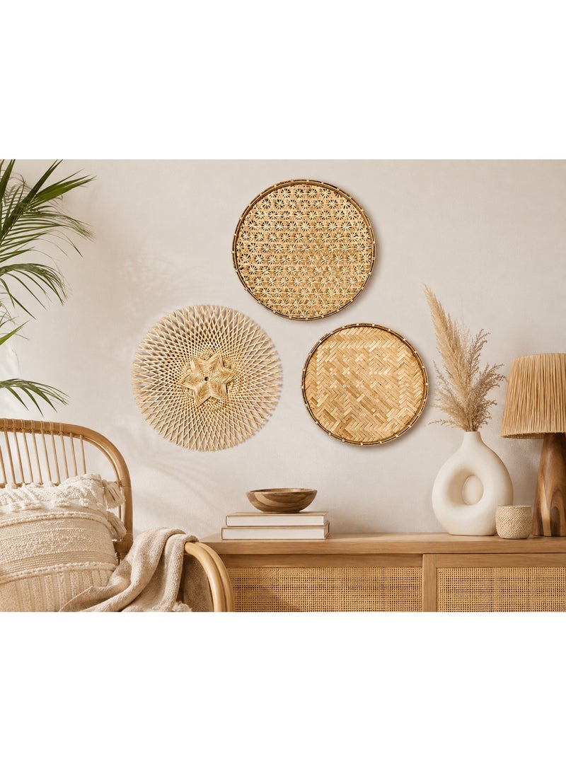 BAMBOO DECOR Handmade Wall Hanging Decor  Bamboo Wall Art For Living Room - Bedroom- Kitchen-Office- Restaurant Set Of 3 - Image 2
