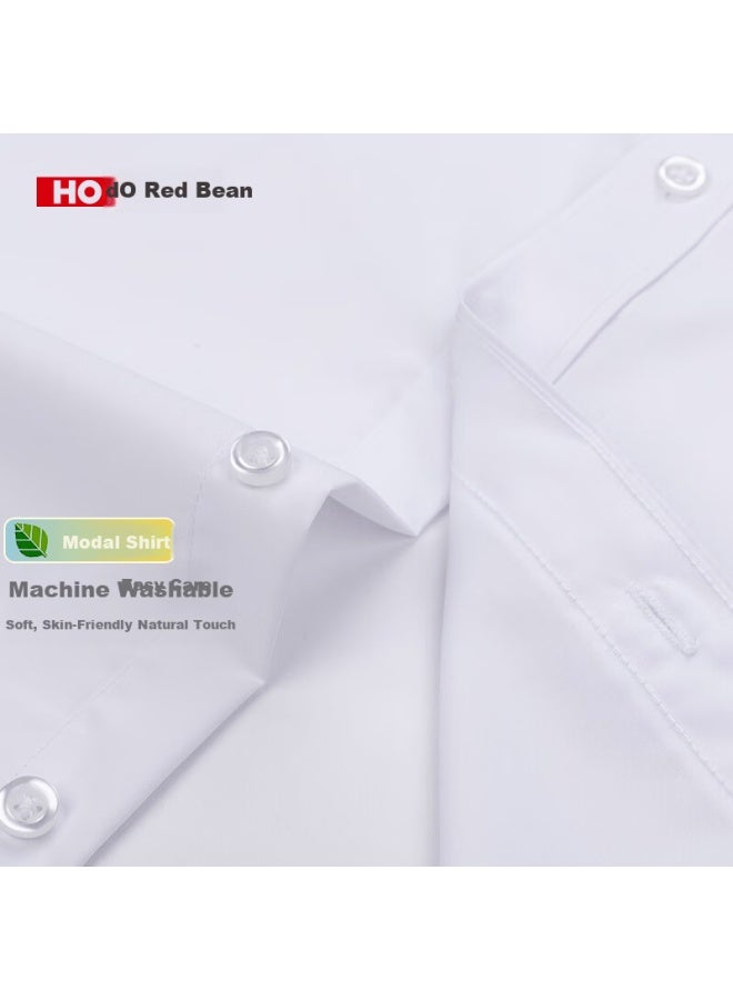 Hodo Modal Non-iron Short Sleeve Shirt Men Business Casual Solid Color Base Shirt Formal Workwear Top - Image 3