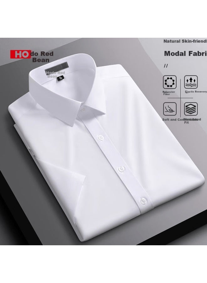 Hodo Modal Non-iron Short Sleeve Shirt Men Business Casual Solid Color Base Shirt Formal Workwear Top - Image 1
