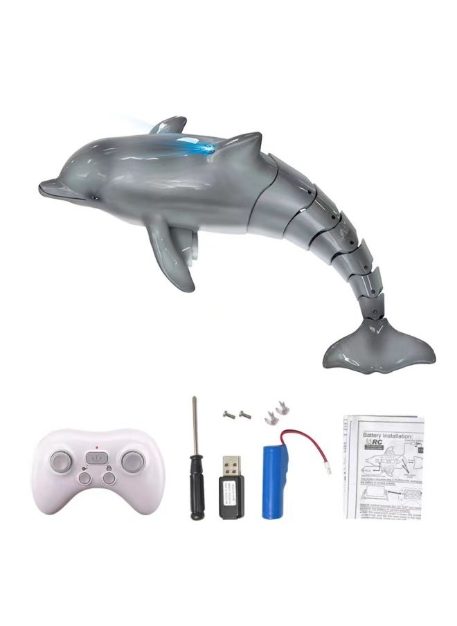 2.4G Remote Control Bionic Marine Life Dolphin Remote Control Toy Simulation Fish Electric Water Toy Fish-Color:Grey  - Image 1