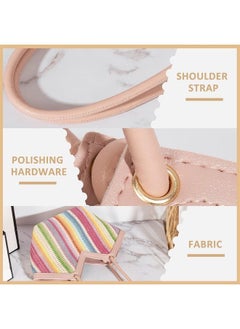 QTKJ Tote Bag for Women, Summer Straw Bag, Colorful Stripes Beach Bag, Handwoven Rattan Handbag, Suitable for Travel Vacation Work(Color)  - Image 3