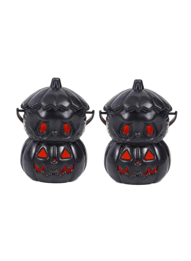 Home Smart Fancy Halloween Luminous Pumpkin Lantern for Boys and Girls | 2pcs Mini Plastic Halloween Hanging Pumpkin Lantern for Halloween Theme Party (Black) - Image 1