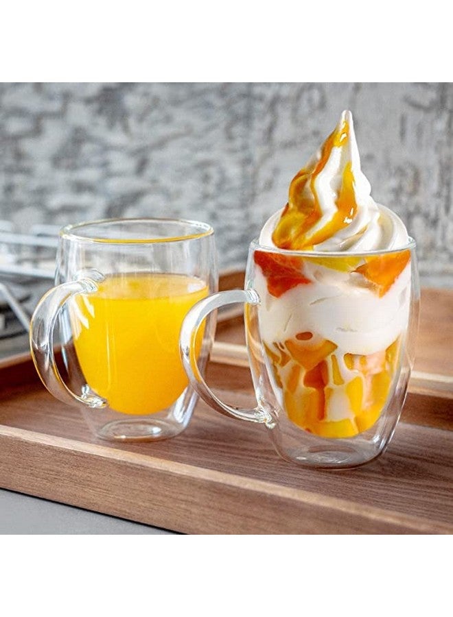 KELVEE Double Walled Insulated Glass Coffee Mugs Set of 4, Double Layer Tea Cups with Handle for Latte, Cappuccino, Espresso, Iced Tea Dishwasher & Microwave Safe (350ml) (4) - Image 5