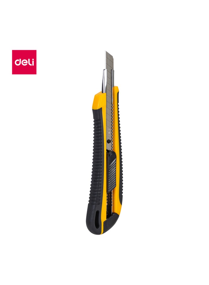 Deli Cutter Knife - 13 Snap-Off SK5 Steel Blades, Soft Touch Handle, Yellow, E2039 - Image 1