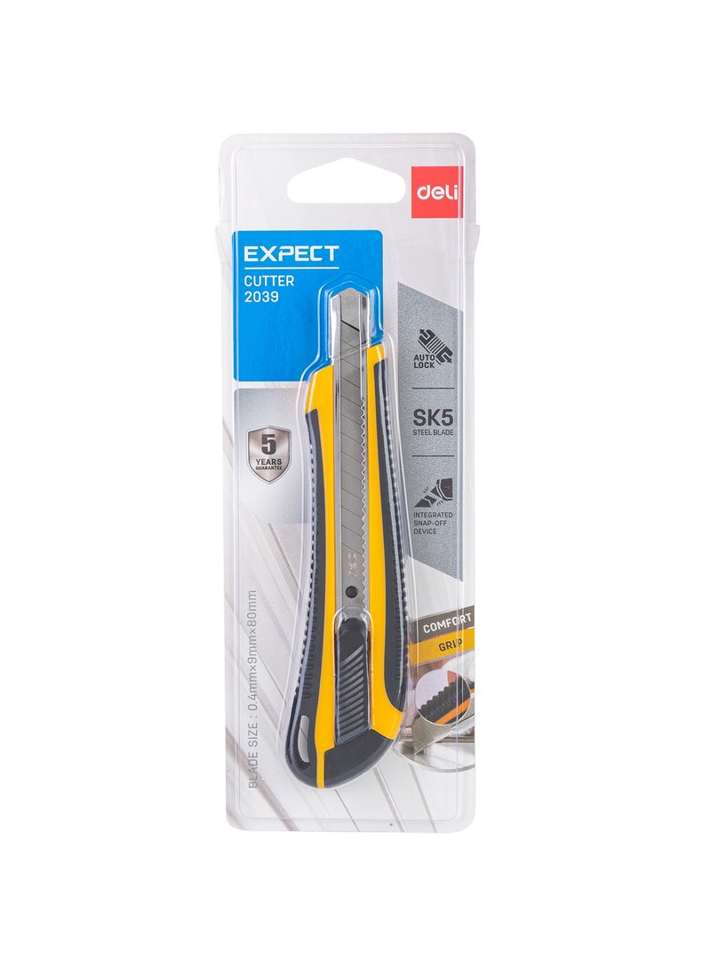 Deli Cutter Knife - 13 Snap-Off SK5 Steel Blades, Soft Touch Handle, Yellow, E2039 - Image 4