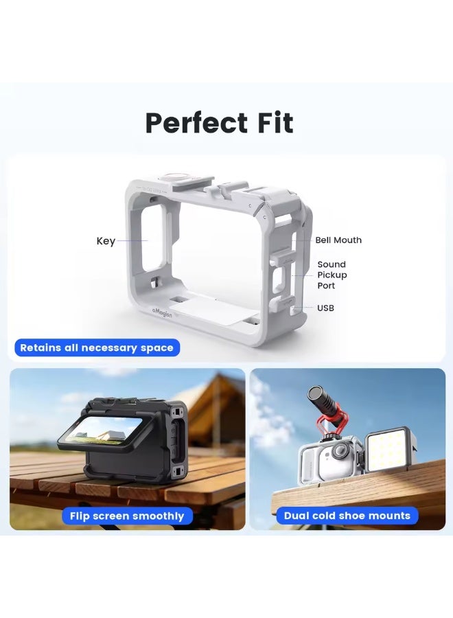 aMagisn Plastic Camera Cage for GO Ultra Horizontal Vertical Protective Frame with Quick-release Interface for Insta360 GO Ultra - Image 5