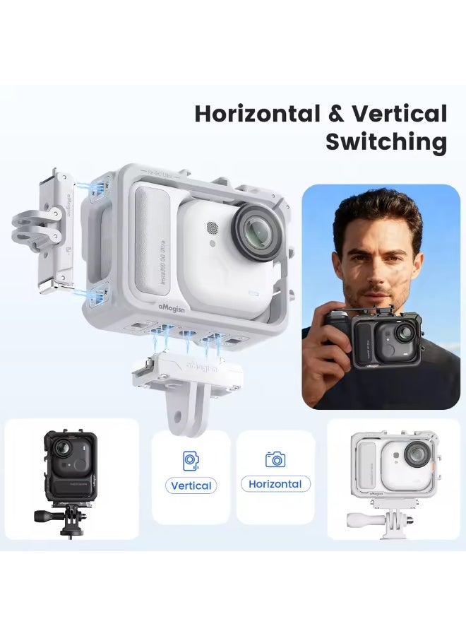 aMagisn Plastic Camera Cage for GO Ultra Horizontal Vertical Protective Frame with Quick-release Interface for Insta360 GO Ultra - Image 3