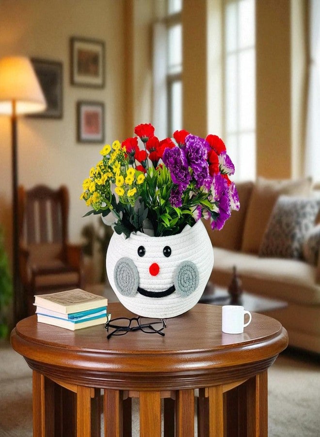 Go Hooked Soft Cotton Rope Storage Basket with Lid | Cute Snowman Shaped Multipurpose Organizer for Diapers, Baby Clothes, Soft Toys | Foldable Decorative Storage Basket for Home Office and Kids Room - Image 5