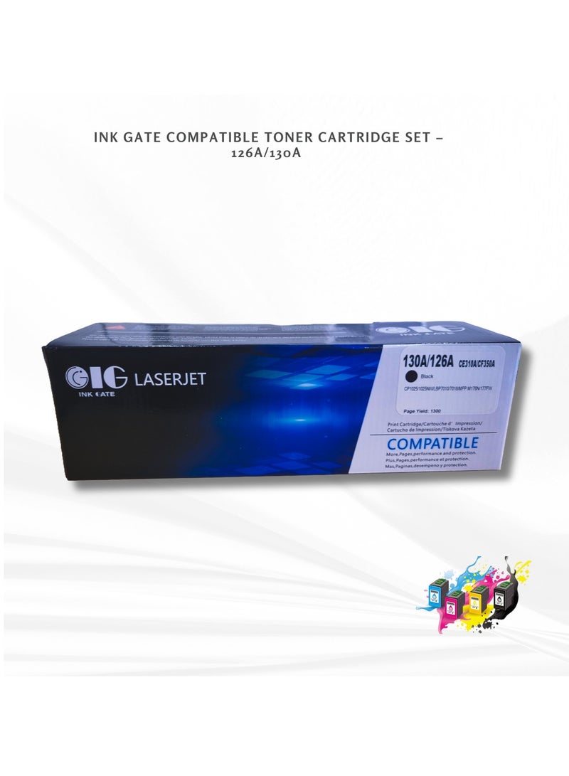 IG Compatible Black Toner – 130A / 126A / CE310A / CF350A – Up to 1300 Pages – For HP & Canon Color Laser Printers - Image 1