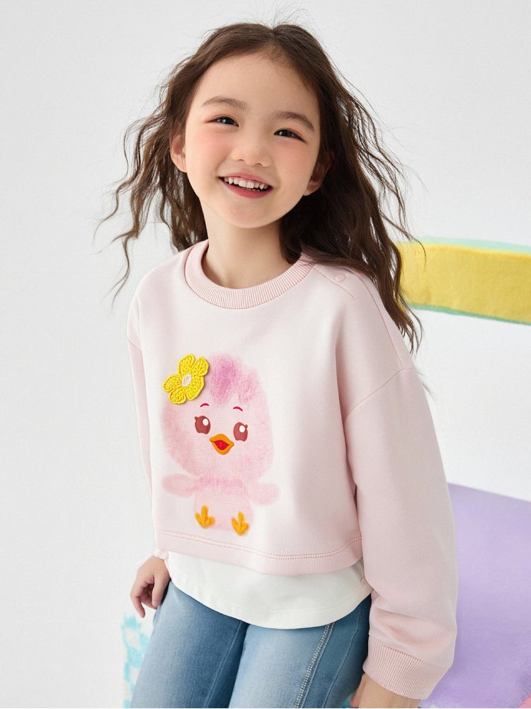 بالابالا سويت شيرت بطبقات مع طبعة للبنات - Image 2