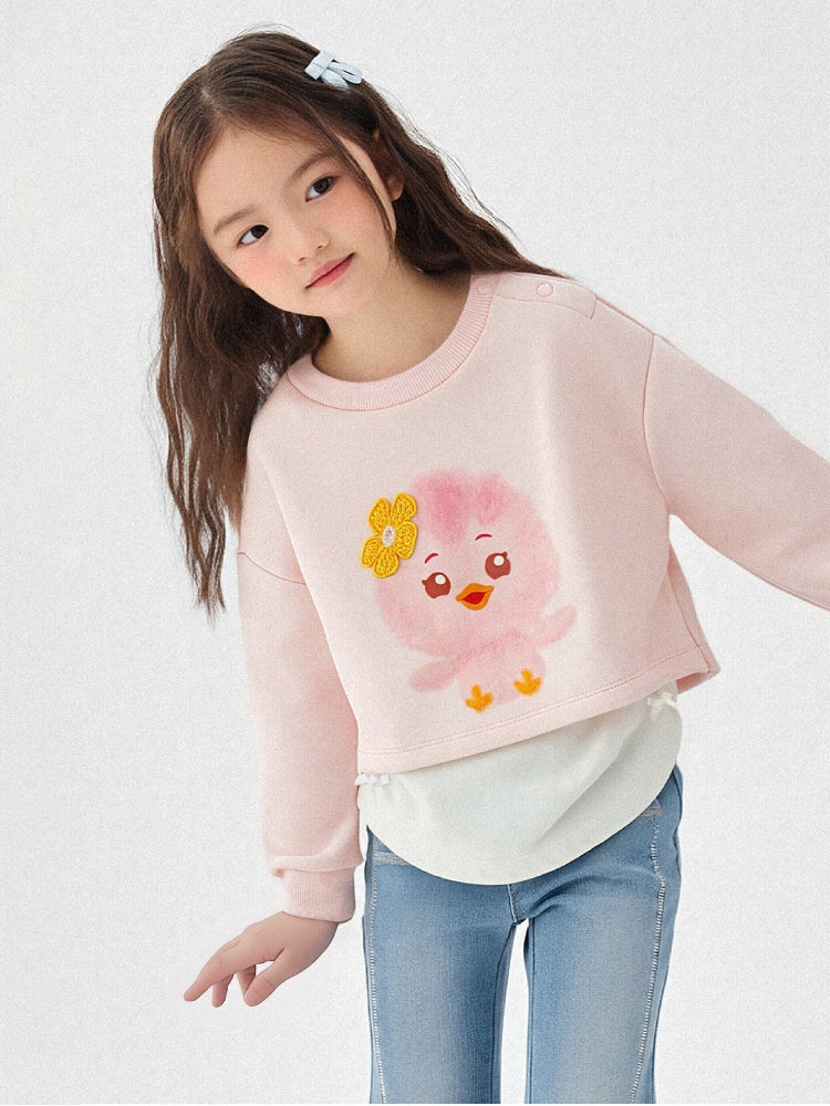 بالابالا سويت شيرت بطبقات مع طبعة للبنات - Image 1