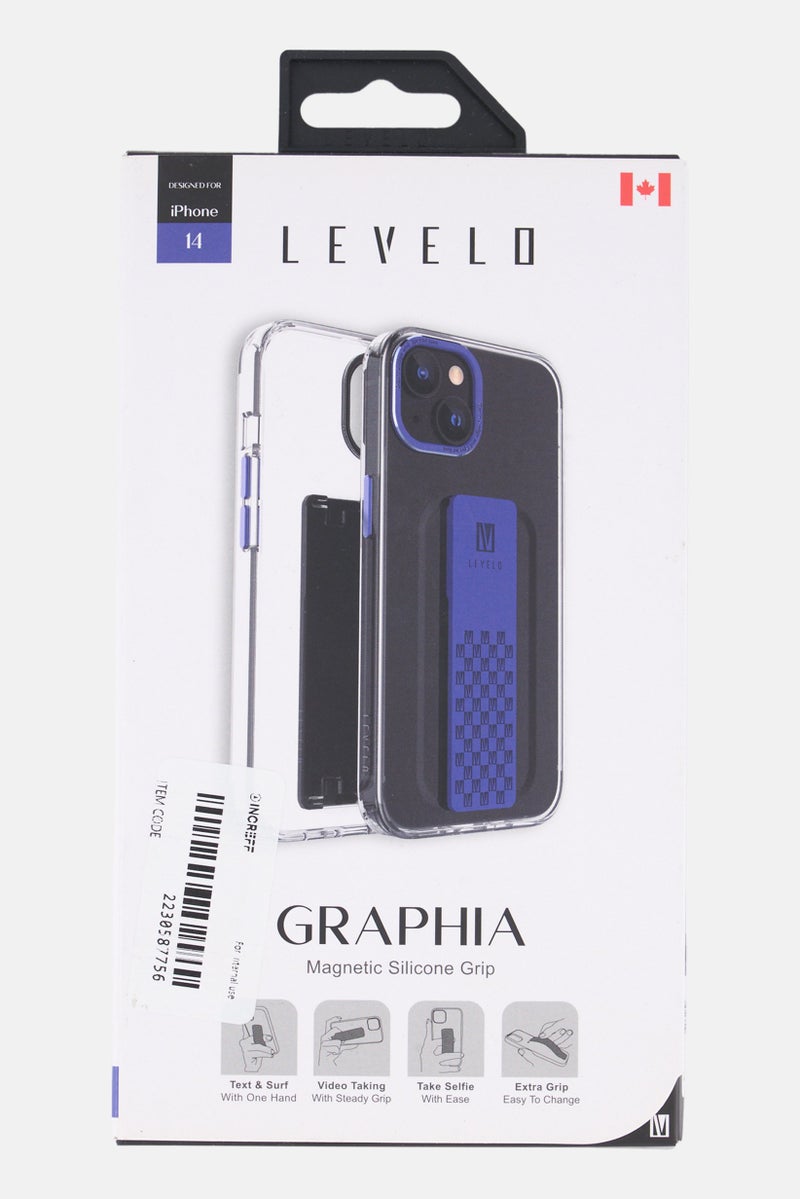 LEVELO iPhone 14 Graphia Magnetic Silicone Grip Phone Case, Transparent - Image 1