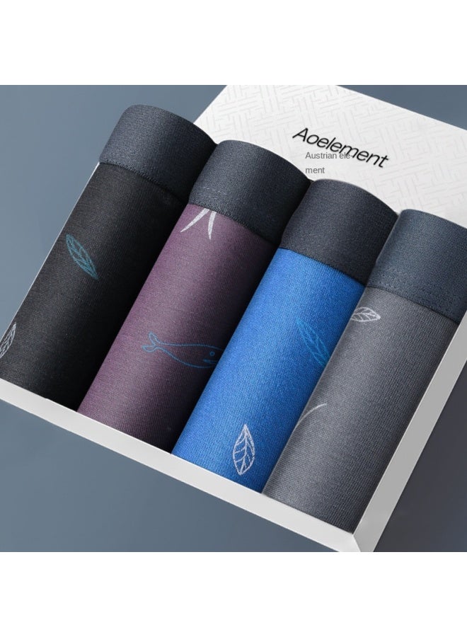 Austrian Element صندوق هدايا مكون من أربعة قطع من الملابس الداخلية للرجال، شورت بوكسر للرجال، شورتات تنفسية للشباب، ملابس داخلية للرجال - Image 1