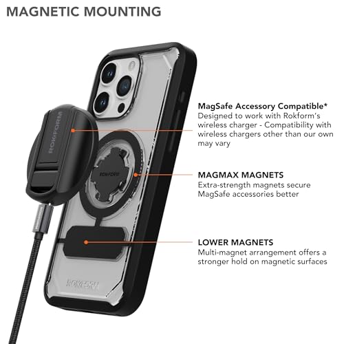 Rokform - iPhone 15 Pro Max Case, Crystal Series, Magnetic Clear iPhone 15 Pro Max Cover with RokLock Twist Lock, Slim Drop Tested Armor (Clear) - Image 4
