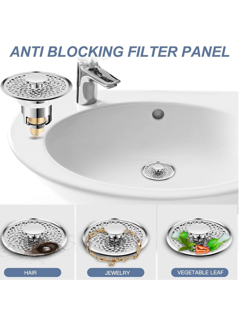 Excefore Pop Up Sink Plug, Universal Bathroom Sink Stopper, Anti Clogging Sink Drain Filter with Hair Catcher Pop-up Drain Filter for 0.98-1.38 Inch, Replacement Drain Plug for Bathroom Kitchen Bidets  - Image 4