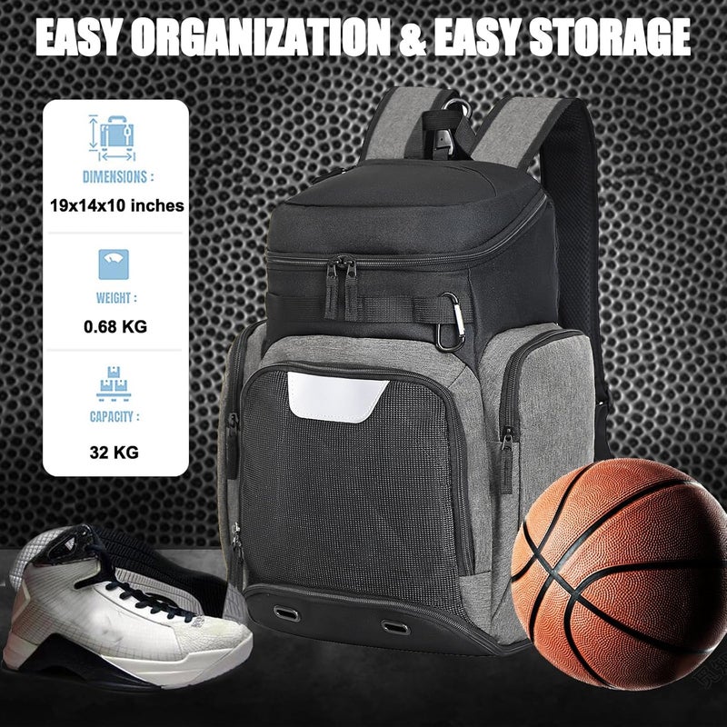 LARIPOP Basketball Backpack Large Sports Bag, Gym Bag with Ball Compartment and Shoe Compartment to Store Sports Shoes Water Bottles Laptops and Daily Necessities, Widely Used in Basketball, Soccer - Image 2