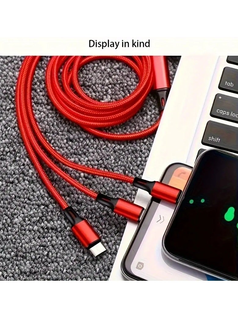 ELTRAZONE 3-in-1 Multifunctional Charging Cable (1.2M) – Nylon Braided USB to Type-C/Micro-USB/Lightning – Quick Charge Adapter for Smartphones and Tablets – [Matte Round Cord] [5-10W Power] [Voltage ≤36V] - Image 2