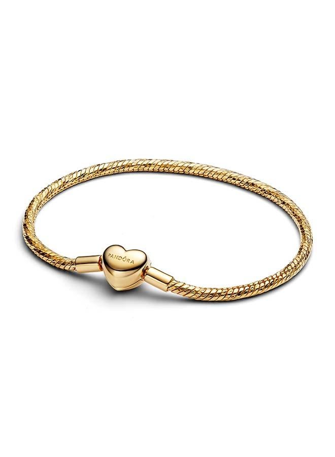 PANDORA Twisted snake chain 14k gold-plated bracelet with engravable heart clasp - Image 1