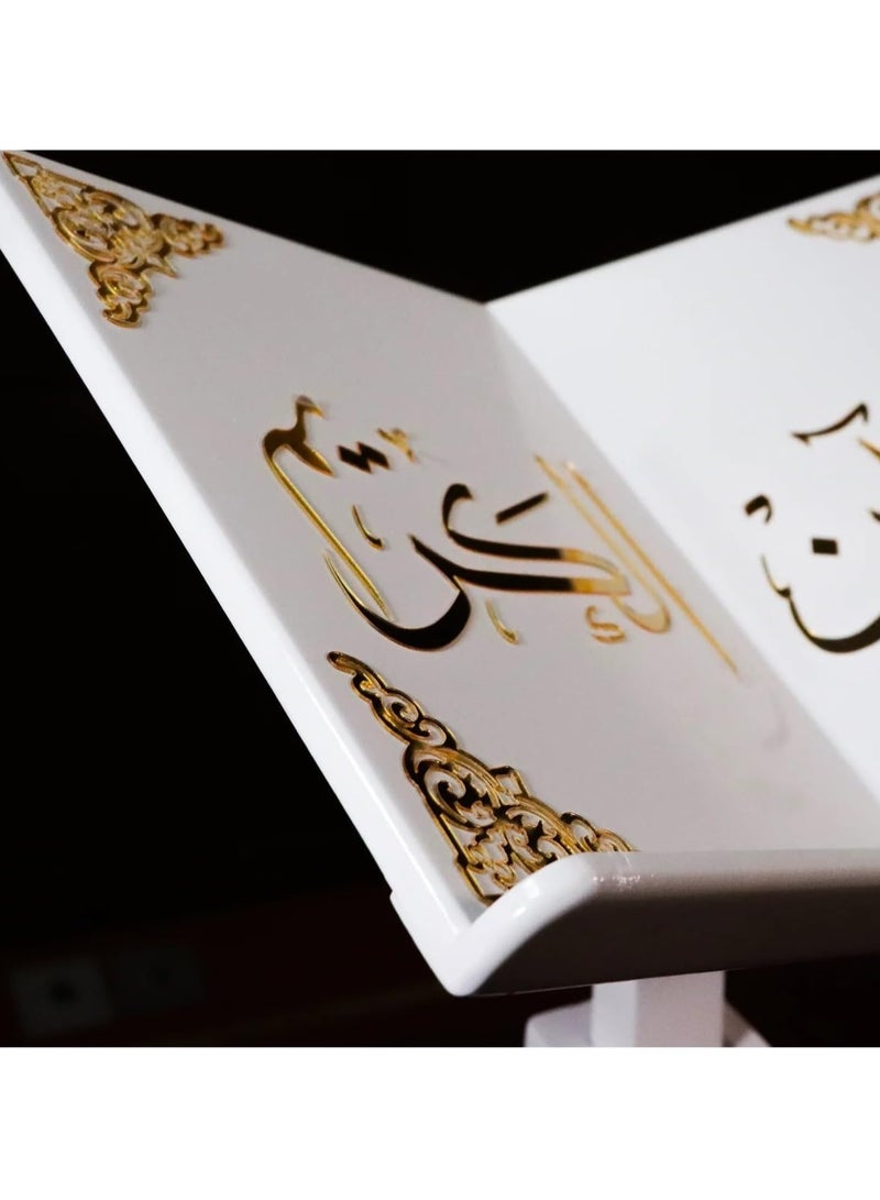 ريبنيو حامل المصحف الشريف خشب تركي مزخرف حجم كبير لون ابيض - Image 3