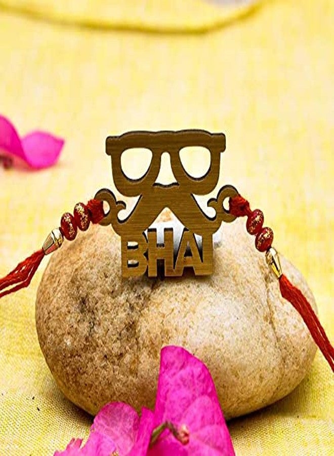 Pride Store | Designer Goggle Moustache Rakhi Set For Bhai Veera | Rakhi For Brother Bhaiya Veer Elder Younger Brother | Pack Of 2 Rakhi | 1 Roli Rice Pack | 1 Greeting Card - Image 3